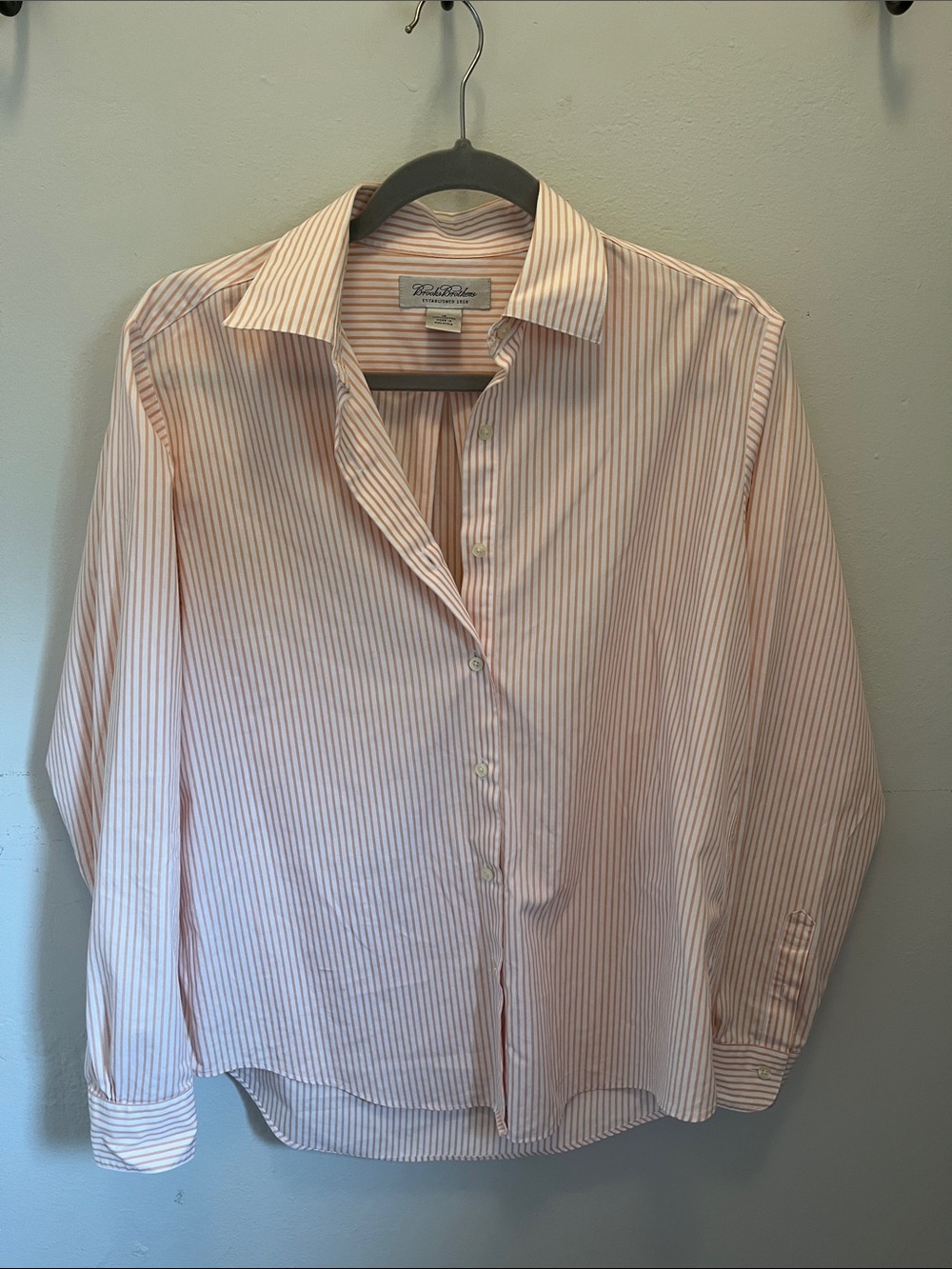 Brooks Brothers White and Salmon Striped Shirt